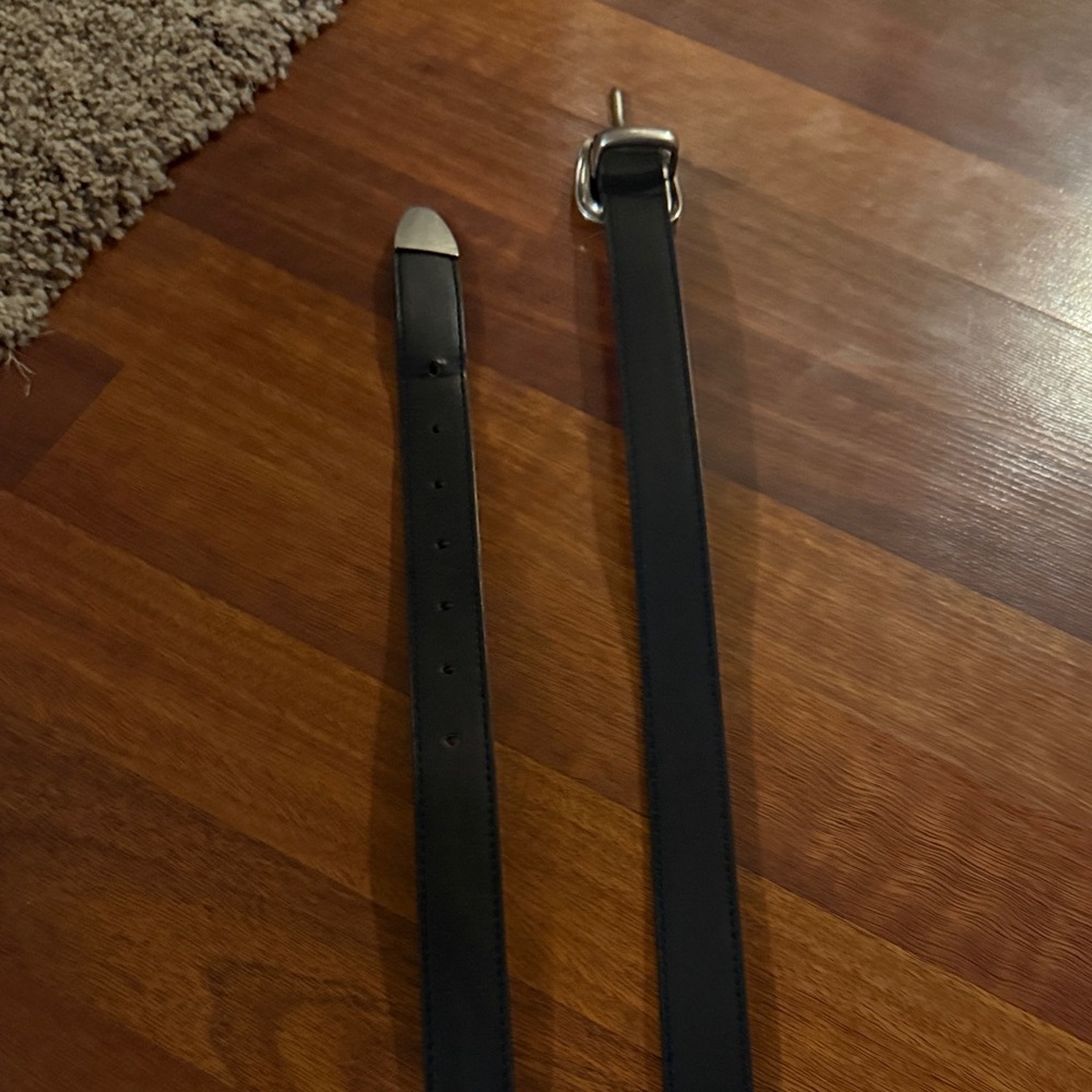 Black Leather Belt with Silver Buckle